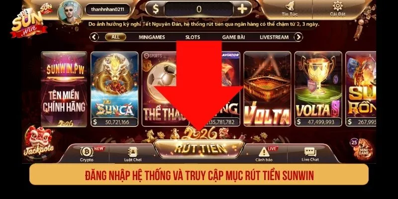 Cách Rút Tiền SUNWIN Chuẩn Quy Trình An Tâm Giao Dịch Đăng nhập hệ thống và truy cập mục rút tiền SUNWIN